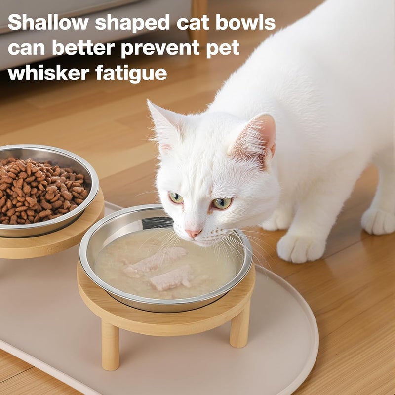 Summark Stainless Steel Raised Cat Food Bowl for 2 Bowls, 6.3-Inch Replaceable Cat Bowl, Pack of 2 - Image 3